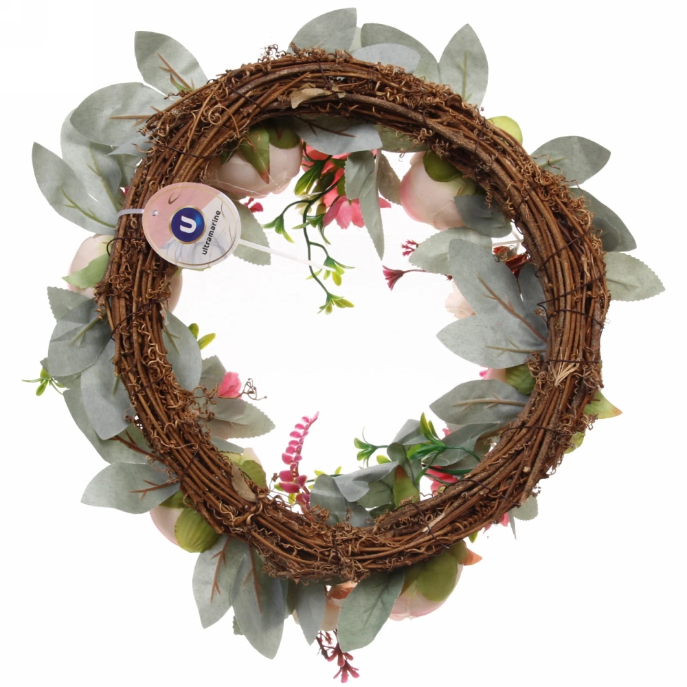 Цветы искусственные венок «Нежная роза» 42см