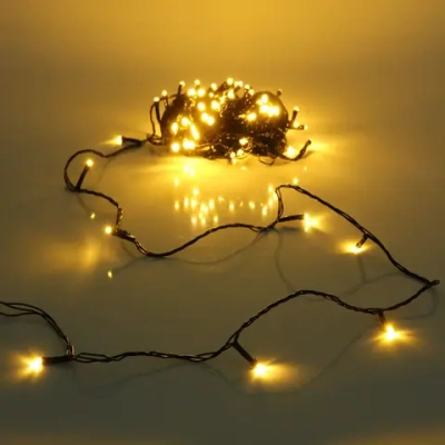 Гирлянда для дома НИТЬ 14 м 100 ламп LED черный пров.,8 реж, IP-20, Теплый белый