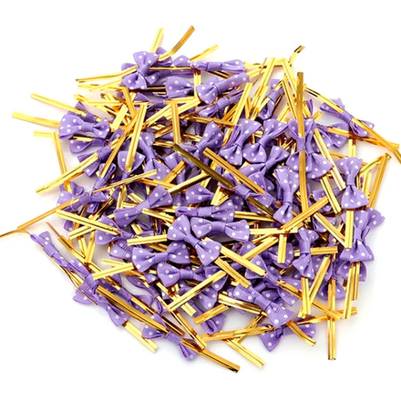 100 бантов-бабочек со скрутиком-прутиком для подарочной упаковки