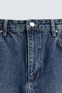 ZARA ДЖИНСЫ TAPERED WIDE FIT, СИНИЙ