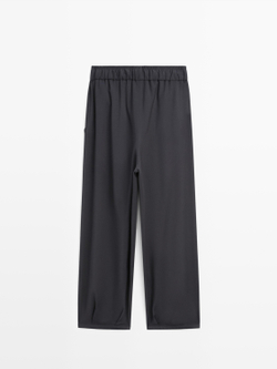 Massimo Dutti Объемные широкие брюки со складками, темно-синий