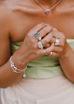 Кольцо «Дуо» с флюоритом и белым топазом