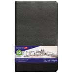 Скетчбук, слоновая кость 140 г/м2 130х210 мм, 80 л., КОЖЗАМ, резинка, BRAUBERG ART CLASSIC, черный, 113194