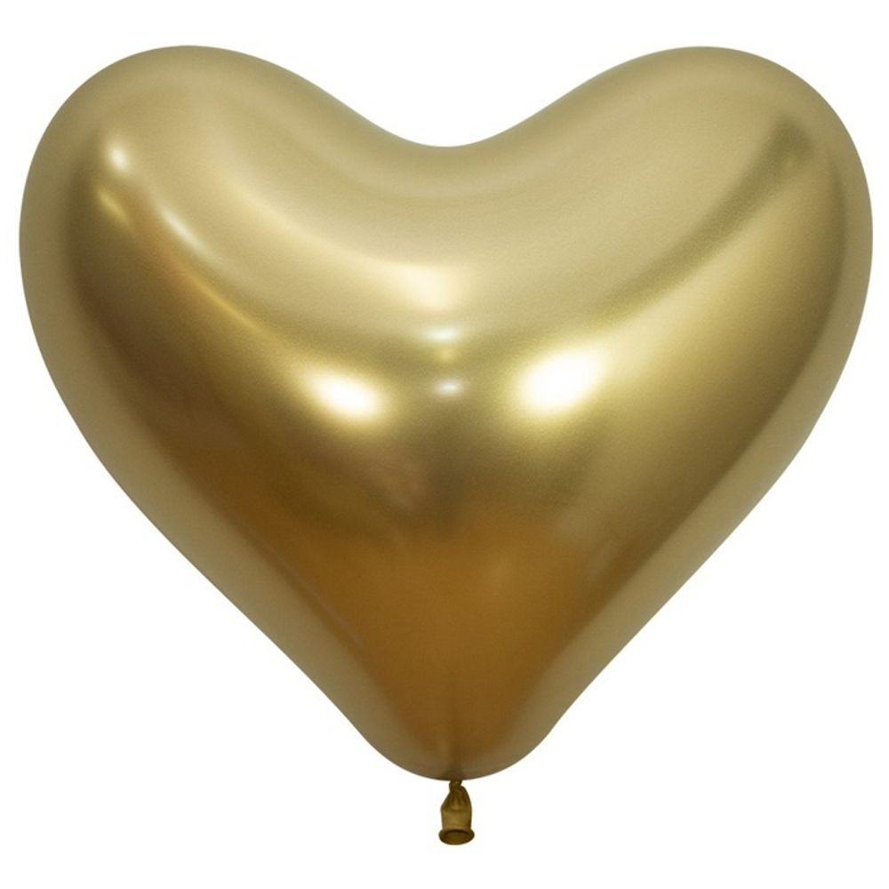 Сердца шары Sempertex, цвет хром 970 золото, 50 шт. размер 14&quot;