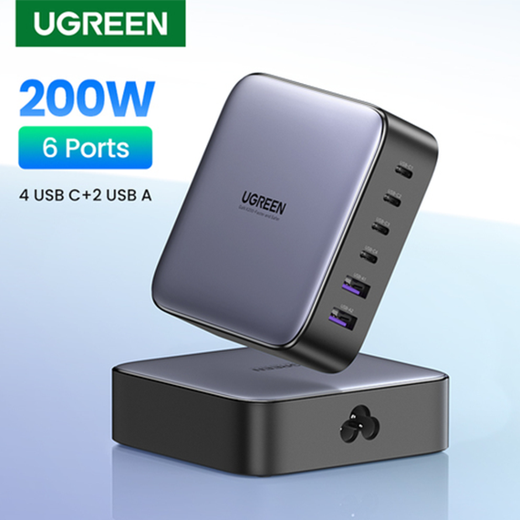 Сетевое зарядное устройство Ugreen CD271 2хUSB-A + 4хUSB-C 200W Desktop Charger (6-Port) (40914) черный