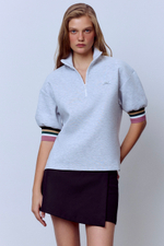 Поло на молнии с контрастными манжетами