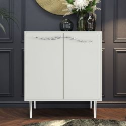 Комод Арт Колор matte Стайл Сильвер с 2 полками Белый опал матовый