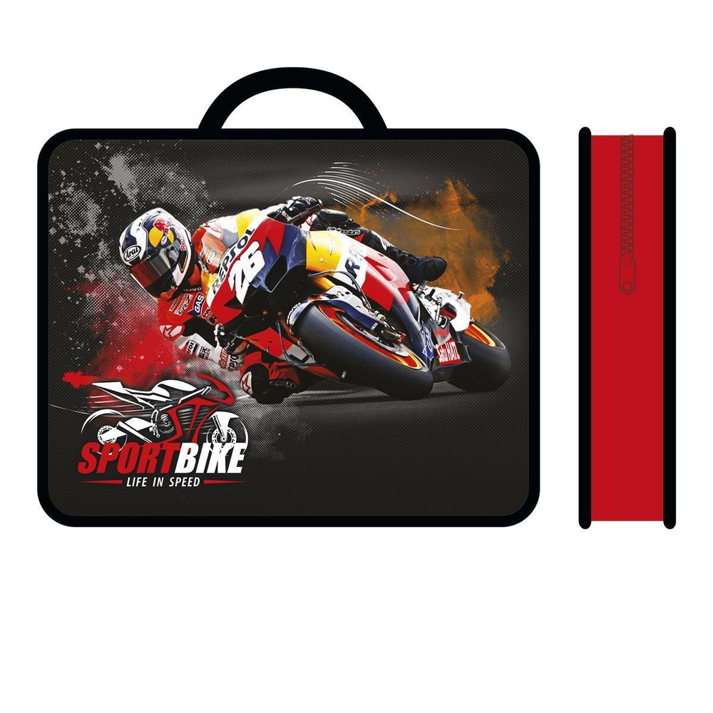 Папка А4 пластик. с ручками "Мотоцикл 2023" (Пчелка)