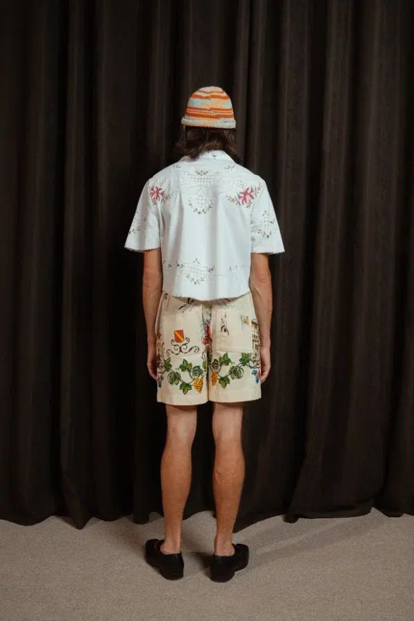 Рубашка Укороченная с Вышитыми Цветами - фото 5