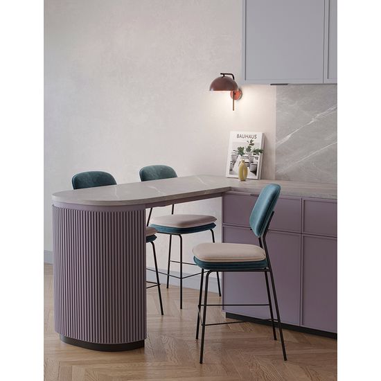 Стул полубарный с контрастным кантом pea, велюр, сине-зеленый/бежевый