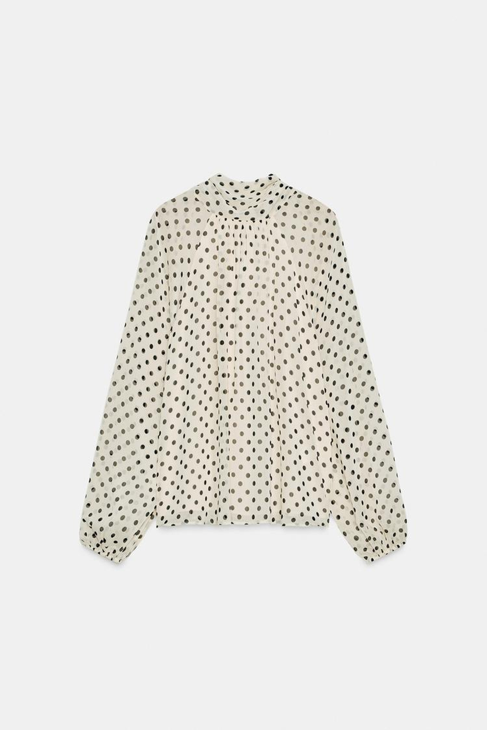 ZARA БЛУЗА В ГОРОШЕК, ЭКРЮ/ЧЕРНЫЙ