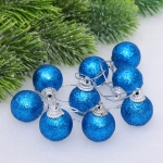Новогодние шары 3 см (набор 9 шт) «Блестящее напыление», голубой