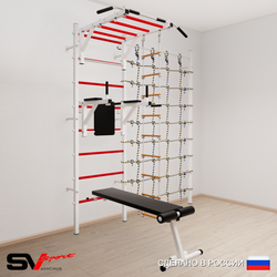 Шведская стенка Sv Sport 5520 (Турник рукоход/Брусья/Скамья/Лестница/Канатный лаз)