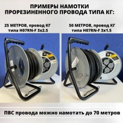 Катушка металлическая для удлинителя Electraline 4 розетки без провода до 70 метров с заземлением