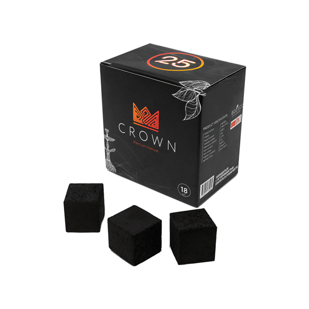 Уголь для кальяна Crown 22mm, 24шт (0,25 кг)