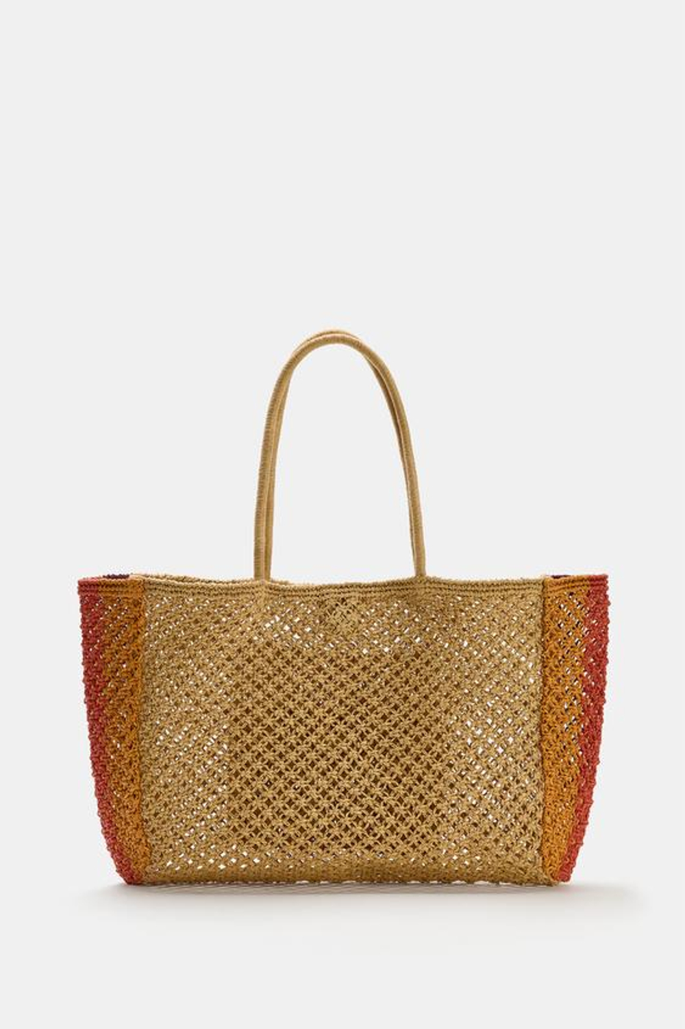 ZARA ПЛЕТЕНАЯ СУМКА-ШОПЕР КОМБИНИРОВАННЫХ ЦВЕТОВ, РАЗНОЦВЕТНЫЙ
