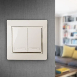 Выключатель Intro Plano 1-104-02 двухклавишный 10А-250В IP20 СУ слоновая кость