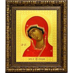 Огневидная икона Божьей Матери на холсте.