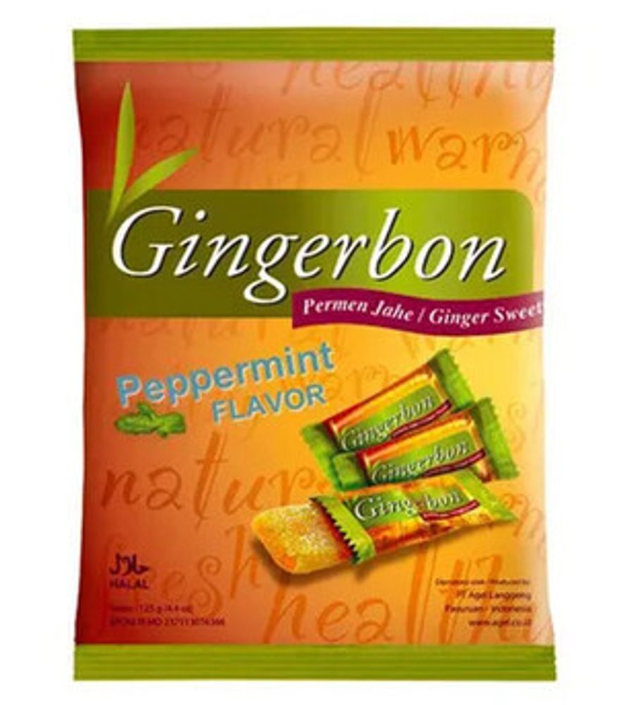 Конфеты имбирные с мятой Gingerbon Ginger Candy with Peppermint Flavor, 125 г