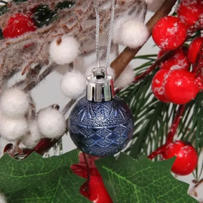 Новогодние шары 3 см (набор 9 шт) «Микс фактур», сапфир