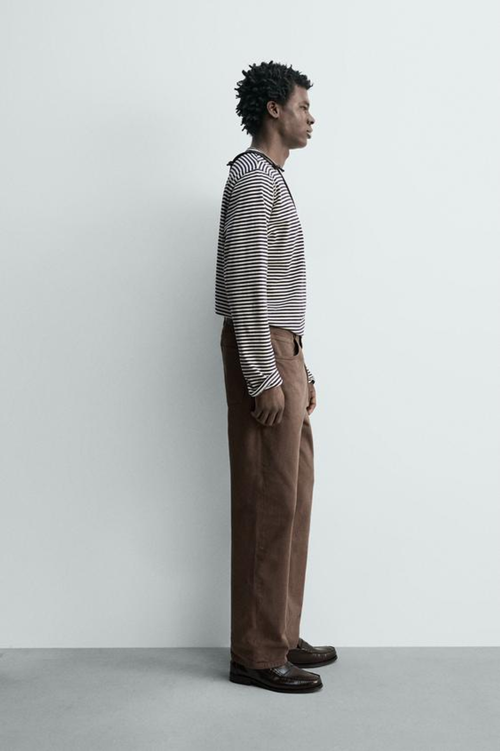 ZARA ДЖИНСЫ STRAIGHT FIT С ЭФФЕКТОМ ПОТЕРТОСТИ, СЕРО-КОРИЧНЕВЫЙ