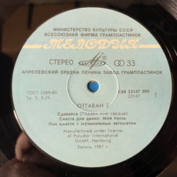Винтажная виниловая пластинка LP Ottawan Оттаван 2 (СССР 1985) Hands Up