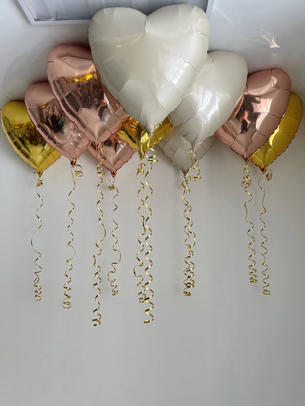 Воздушные гелиевые шары сердца с фото золото/серебро/розовое золото №4669