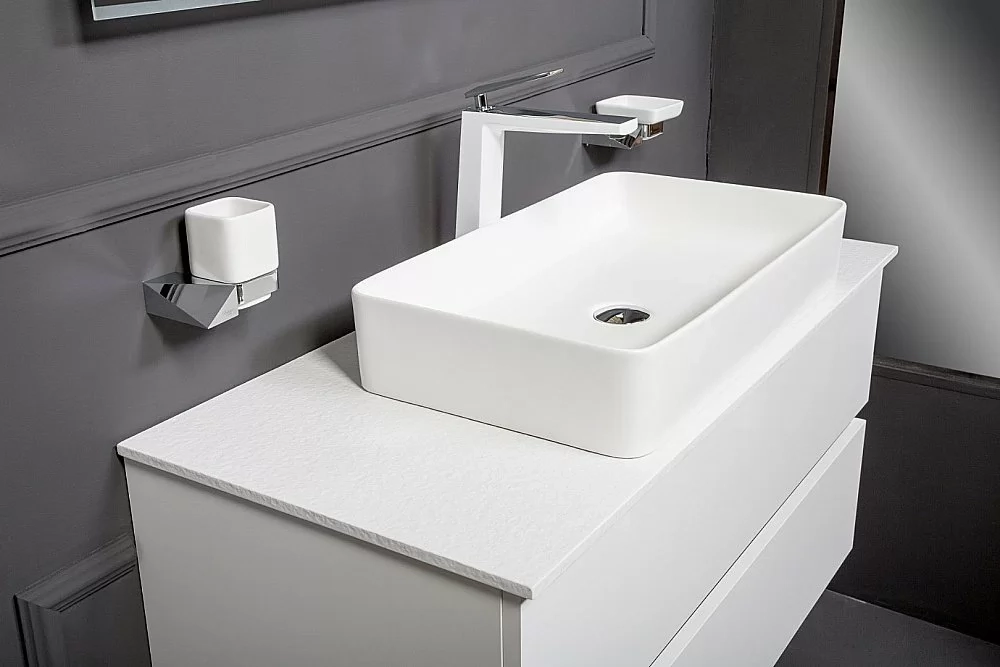 Тумба с раковиной и столешницей Armadi Art Vallessi 120 белая глянец