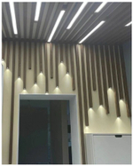 Потолочно-стеновые рейки с подсветкой из Ясеня 40х40мм