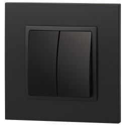 14-1104-05 ЭРА Выключатель двойной, 10АХ-250В, IP20, Эра Elegance, антрацит