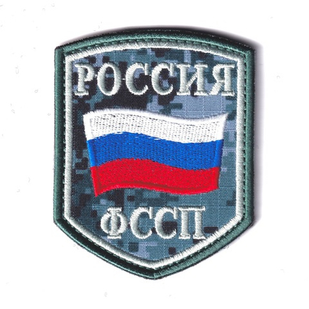 Нашивка ( Шеврон ) На Рукав Для Формы ОУПДС ФССП России (Цветной Триколор ) Сине-Зелёная Цифра (Пиксель)