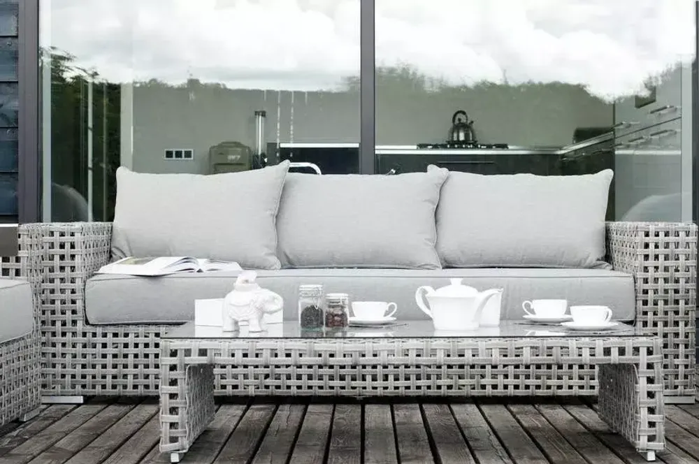 "Тито" журнальный столик из искусственного ротанга, цвет серый