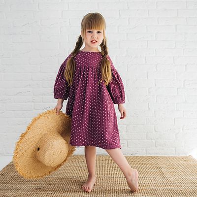 Loose muslin dress - Polka-Dotted