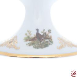 Блюдо овальное на ноге Queen's Crown Aristokrat Охота бежевая 36 см