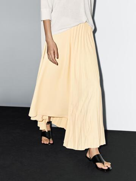 Massimo Dutti Юбка асимметричного кроя в складку, желтый