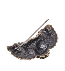 AM-4083 Брошь «Совушка Жужа» (латунь, янтарь)