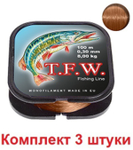 леска рыболовная T.F.W. 0,40mm 100m, 3 штуки