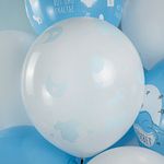 Шар (12''/30 см) Ура, Мальчик!, Белый (200)/Голубой (450), пастель, 5 ст, 25 шт.