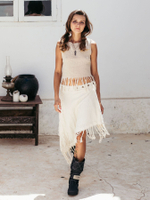 Юбка Chintamani на кнопках с бахромой молочная