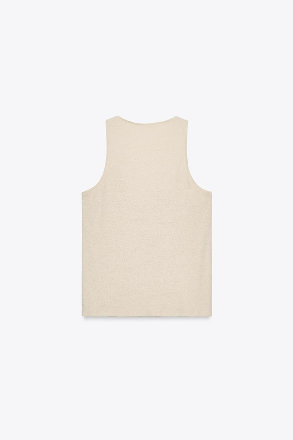 ZARA ТОП НА БРЕТЕЛЯХ ИЗ СМЕСИ ЛЬНА И ХЛОПКА, ПЕСОЧНЫЙ