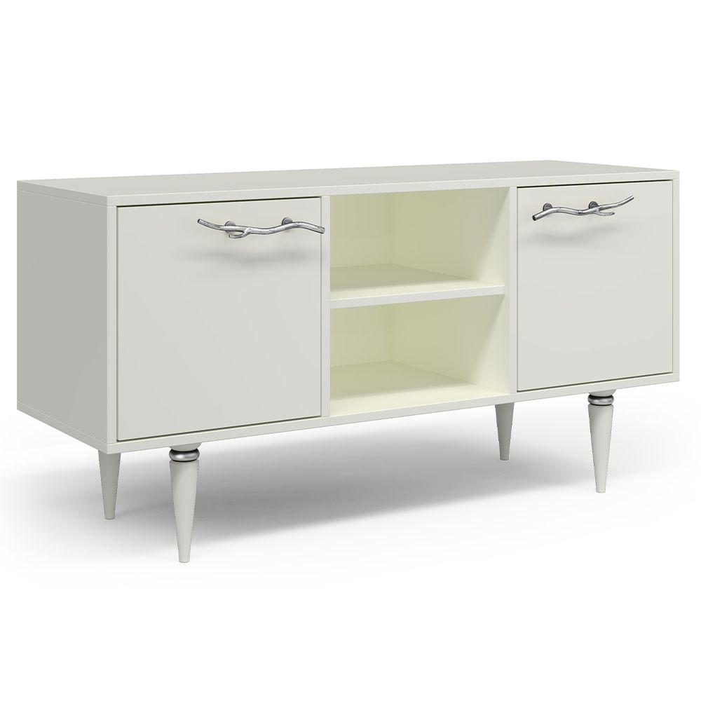 Тумба под ТВ Арт Колор matte 117см Классик Сильвер Белый опал матовый