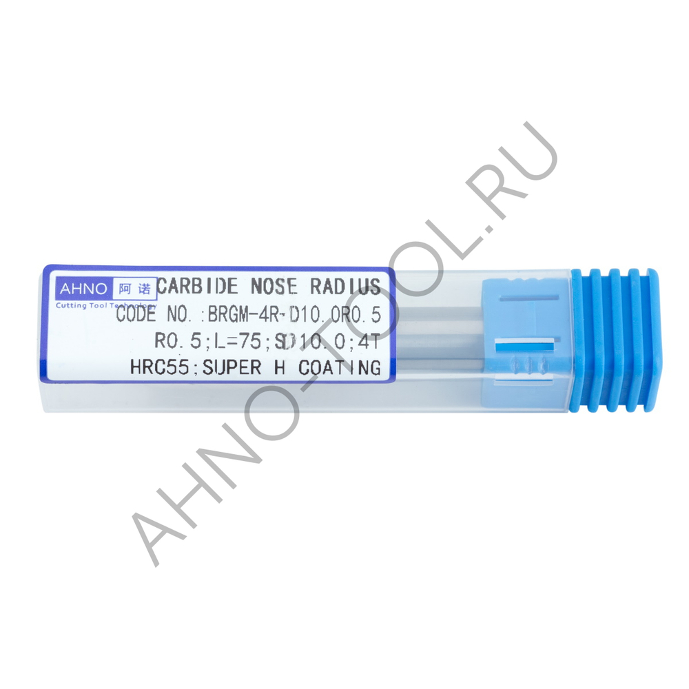 Фреза твердосплавная радиусная  10мм (L=75, l=25, хв=10) Z4 35° по стали, нержавеющей стали, чугуну, с радиусной фаской BRGM-4R-D10.0R0.5 AHNO
