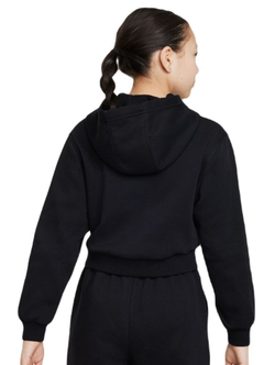 Кофта для девочки теннисная  Nike Sportswear Club Fleece Crop Hoodie - black/white