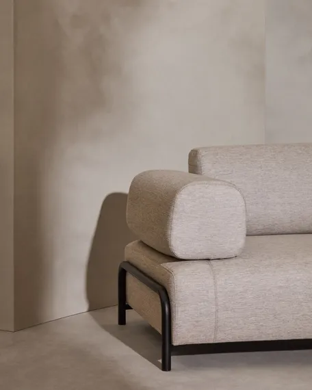 Трехместный диван Compo, бежевый, серый каркас