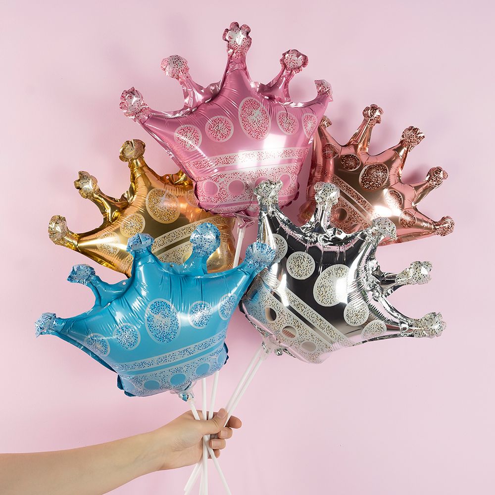 Шар с клапаном (12''/30 см) Мини-фигура, Корона, Золото, 1 шт.