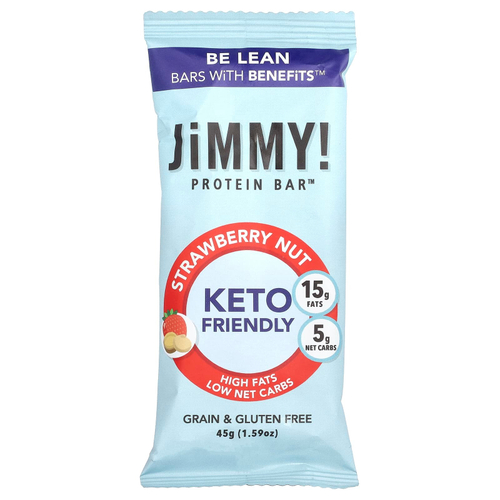 JiMMY!, Be Lean, полезные батончики, протеиновый батончик, клубника и орех, 12 батончиков, 45 г (1,59 унции)
