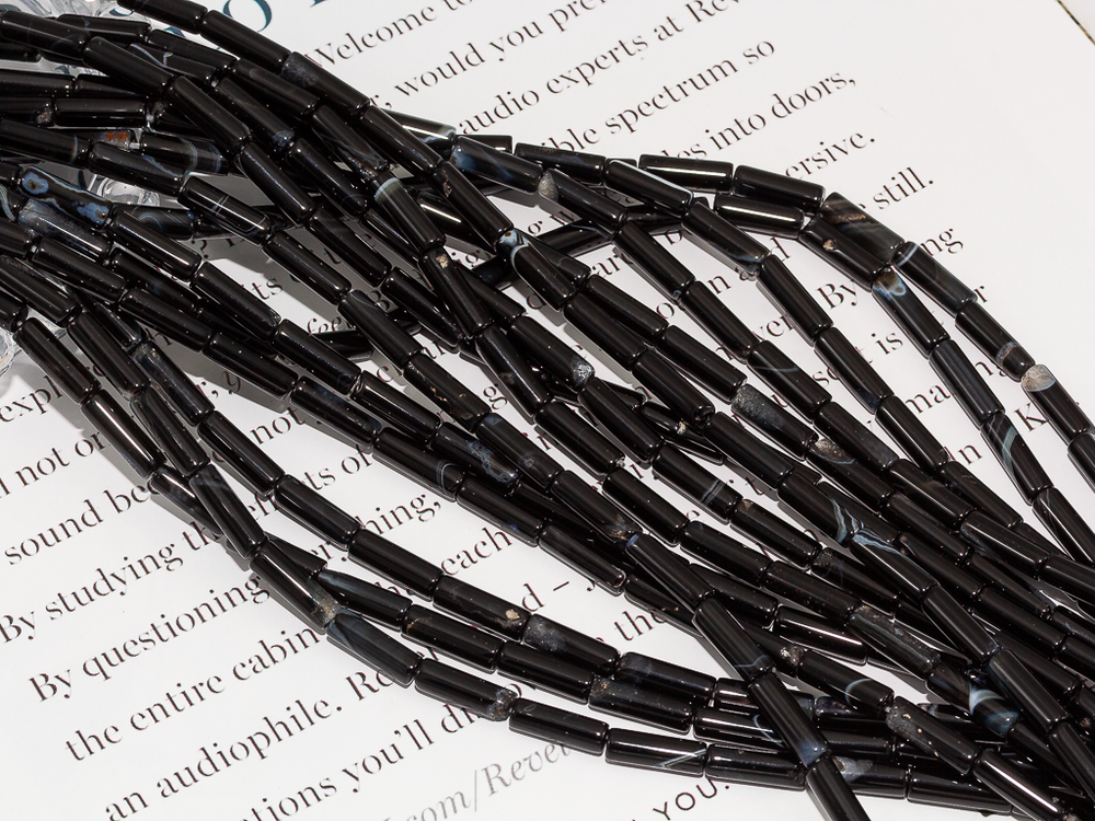 Нить бусин из агата, трубочки 4х13мм