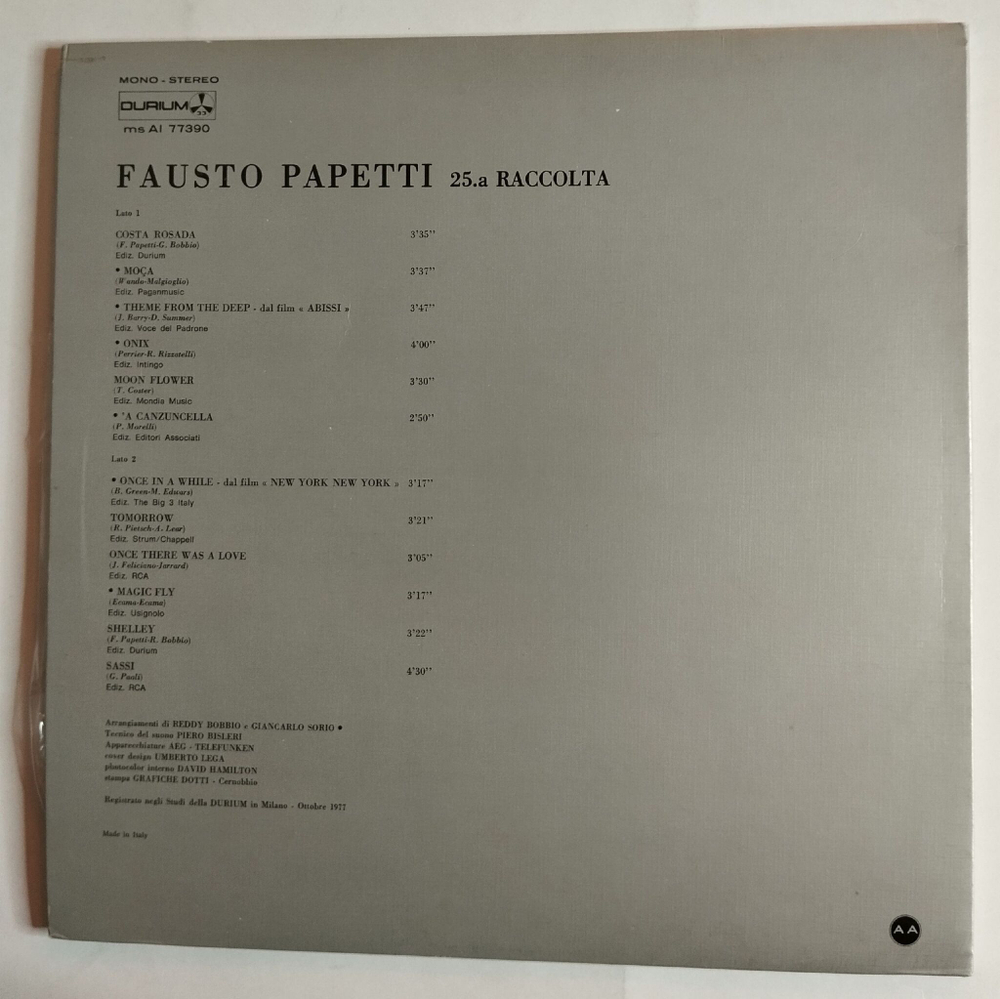 Винтажная виниловая пластинка LP Fausto Papetti 25 Raccolta (Italy 1977)