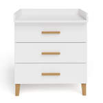 Комод белый 3 ящика с приставкой из ДСП и МДФ на ножках, с дубовыми ручками