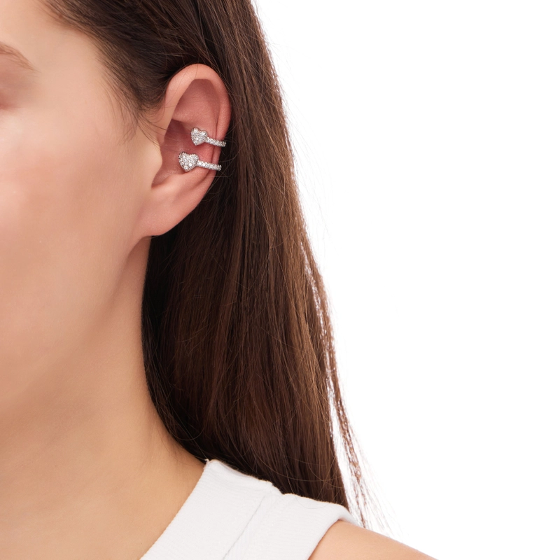 Кафф Двойное Сердце – Серебро